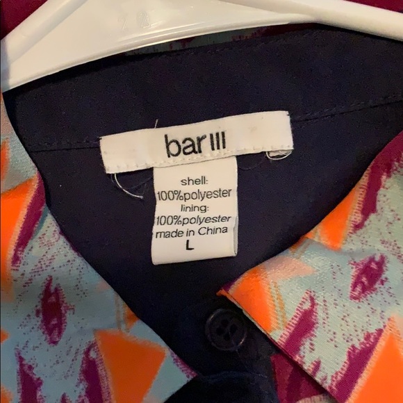 This is a patterned, collared button down dress - Picture 5 of 5